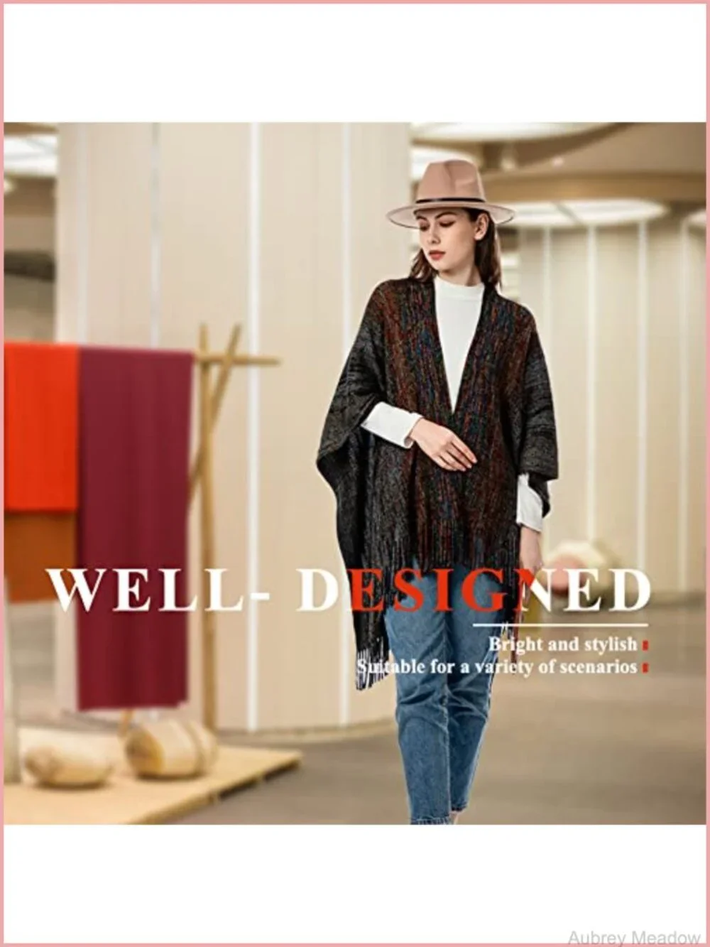 Knit Shawl Wrap Open Front Poncho Cape Cardigan Sweater Tassel